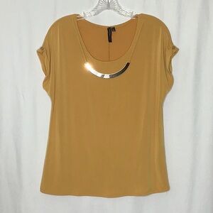 Susan Lawrence Mustard Blouse With Gold Detail Size XL